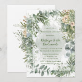 Romantisch Groen Beige Pioen Bruidsmeisjes Luncheo Kaart (Voorkant / Achterkant)