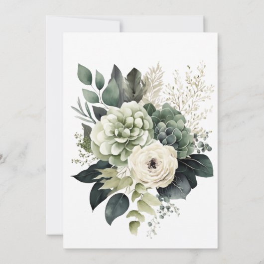 Romantisch Groen Beige Pioen Bruiloft Kaart (Achterkant)