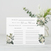 Romantisch groen beige pioen bruiloft recept kaart (Staand voorkant)