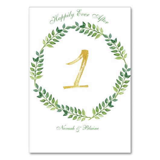 Romantisch Groen Bladeren - Trouwtafel kaart 1 rin (Achterkant)