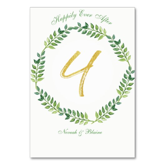 Romantisch Groen Bladeren - Trouwtafel kaart 1 rin (Achterkant)