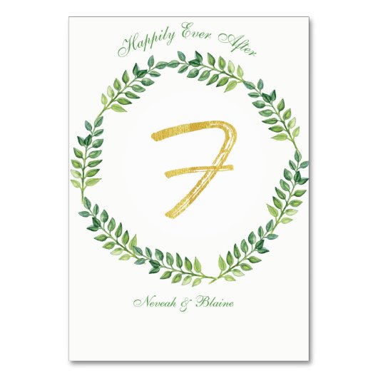 Romantisch Groen Bladeren - Trouwtafel kaart 1 rin (Achterkant)