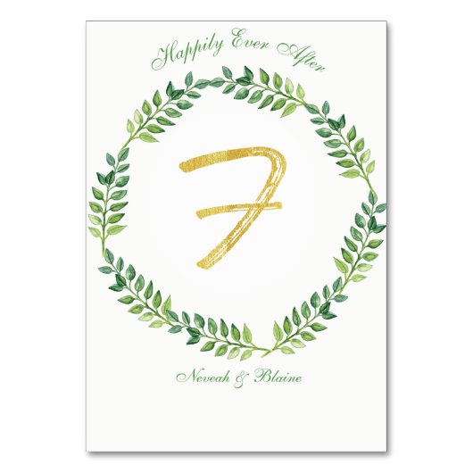 Romantisch Groen Bladeren - Trouwtafel kaart 1 rin (Voorkant)