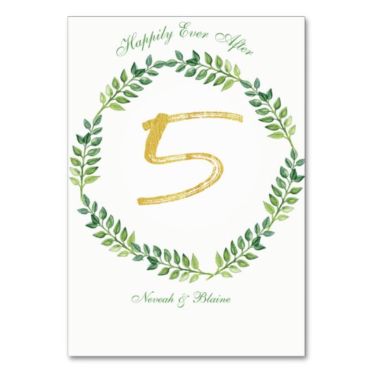 Romantisch Groen Bladeren - Trouwtafel kaart 1 rin (Achterkant)