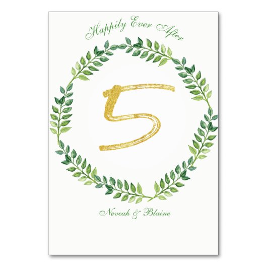 Romantisch Groen Bladeren - Trouwtafel kaart 1 rin (Voorkant)