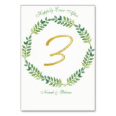 Romantisch Groen Bladeren - Trouwtafel kaart 3 rin (Achterkant)