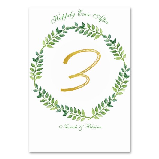 Romantisch Groen Bladeren - Trouwtafel kaart 3 rin (Voorkant)