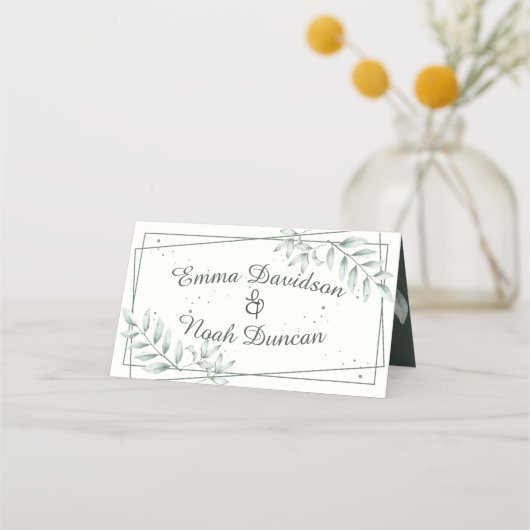 Romantisch Groen Bladeren Trouwtafel No. Plaats ka Plaatskaartje (Voorkant)