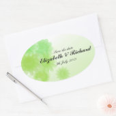Romantisch groen bloemenspel "Save the date" Stick Ovale Sticker (Envelop)