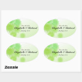 Romantisch groen bloemenspel "Save the date" Stick Ovale Sticker (Vel)