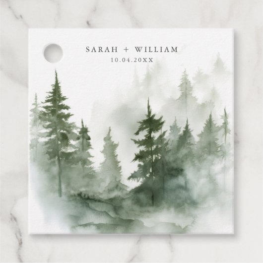 Romantisch groen bos bruiloft Favor Labels (Voorkant)
