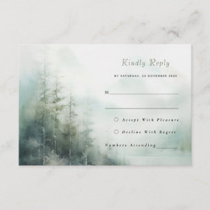 Romantisch groen bos Bruiloft RSVP Kaart