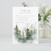 Romantisch groen bos Bruiloft RSVP Kaart (Staand voorkant)