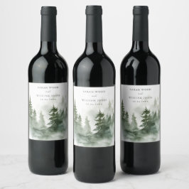 Romantisch groen bos bruiloft wijn etiket