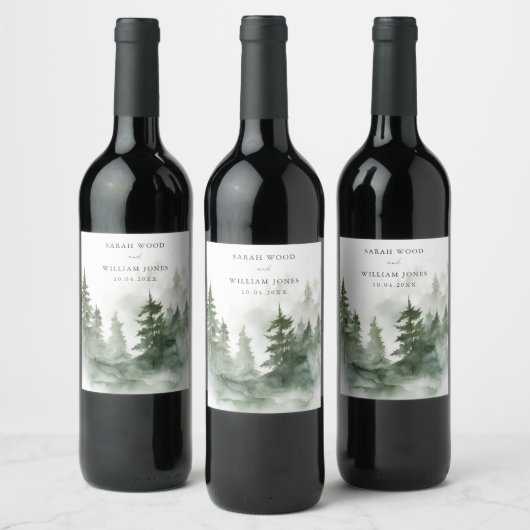 Romantisch groen bos bruiloft wijn etiket (Flessen)