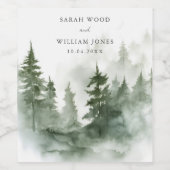 Romantisch groen bos bruiloft wijn etiket (Enkel label)