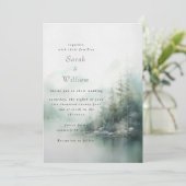 Romantisch groen bos Huwelijksuitnodiging Kaart (Staand voorkant)