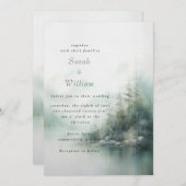 Romantisch groen bos Huwelijksuitnodiging Kaart (Voorkant / Achterkant)