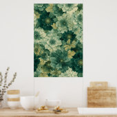 Romantisch groen botanisch bloeipatroon poster (Keuken)