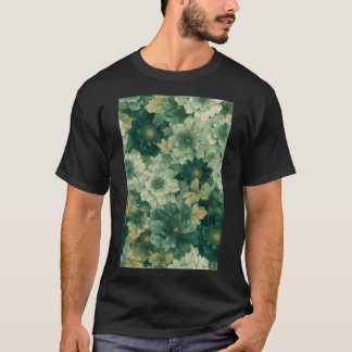 Romantisch groen botanisch bloeipatroon t-shirt