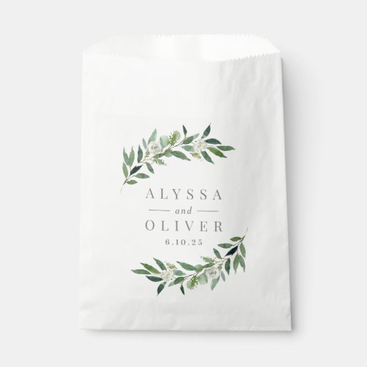 Romantisch groen bruiloft gunstzak bedankzakje (Voorkant)