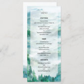 Romantisch groen en blauw Woodland Mountain bruilo Menu (Voorkant / Achterkant)