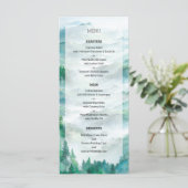 Romantisch groen en blauw Woodland Mountain bruilo Menu (Staand voorkant)