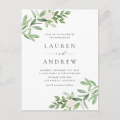 Romantisch groen en bloemen QR Code bruiloft Uitnodiging Briefkaart (Voorkant)