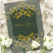 Romantisch Groen en Goud  Bloemenstijl Bedankkaart