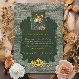 Romantisch Groen en Goud  Bloemenstijl Bedankkaart