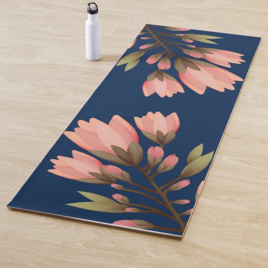Romantisch groen en roze bloemen yogha mat (In situ)
