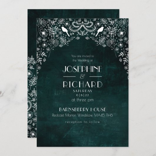 Romantisch Groen en wit geheim tuinontwerp, Kaart (Voorkant / Achterkant)