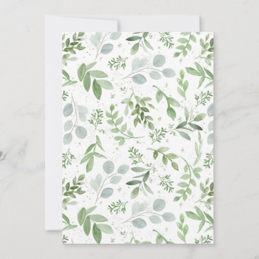 Romantisch groen en witte bloemen bruiloft kaart (Achterkant)