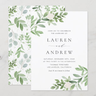 Romantisch groen en witte bloemen bruiloft kaart