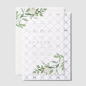 Romantisch groen en witte bloemen bruiloft vellum uitnodigingen (Offset (Uitnodiging))