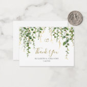 Romantisch groen Garland bruiloft bedankkaart Notitiekaartje (Voorkant / Achterkant in situ)