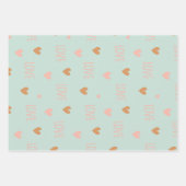 Romantisch groen Liefdeswoorden set van 3 Inpakpapier Vel (Voorkant)