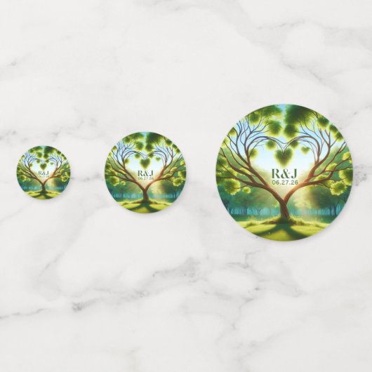 Romantisch Groen Monogram Voeg Foto Huwelijk Confe Confetti (Voorkanten)