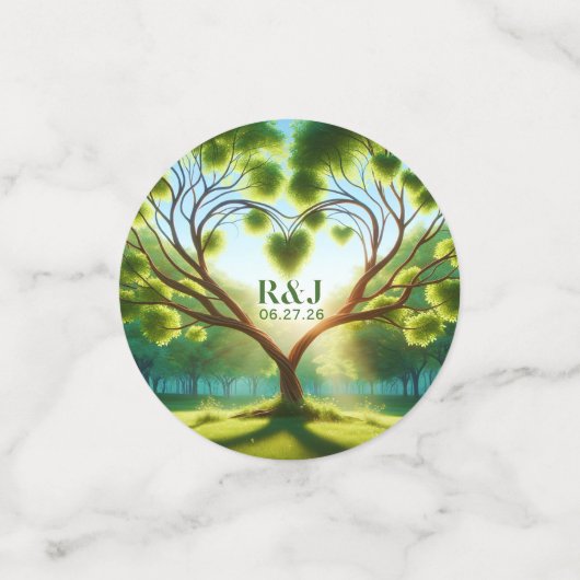 Romantisch Groen Monogram Voeg Foto Huwelijk Confe Confetti (Kleine voorkant)