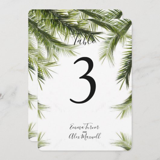 Romantisch groen tropisch | Tafelnummerkaarten Kaart (Voorkant / Achterkant)