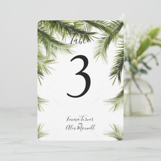 Romantisch groen tropisch | Tafelnummerkaarten Kaart (Staand voorkant)