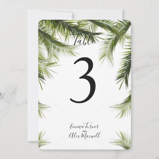 Romantisch groen tropisch | Tafelnummerkaarten Kaart (Voorkant)