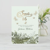 Romantisch groen Vlindertuin zoet zestien Kaart (Staand voorkant)