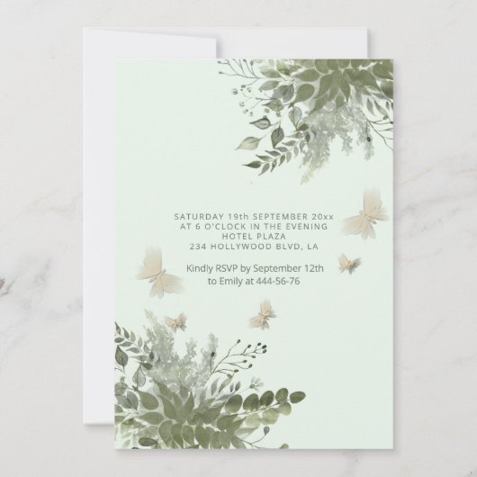 Romantisch groen Vlindertuin zoet zestien Kaart (Achterkant)