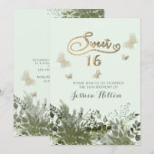 Romantisch groen Vlindertuin zoet zestien Kaart (Voorkant / Achterkant)