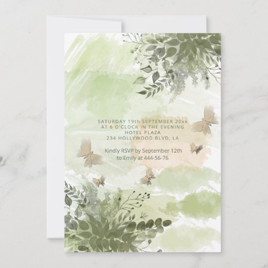 Romantisch groen Vlindertuin zoet zestien Kaart (Achterkant)