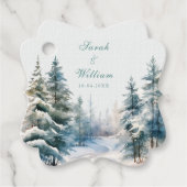 Romantisch groen winterbos bruiloft gunst Labels (Voorkant)