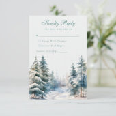 Romantisch groen winterbos Huwelijk RSVP Kaart (Staand voorkant)