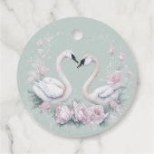 Romantisch groen zwanenpaar bruiloft bedankjes labels (Achterkant)