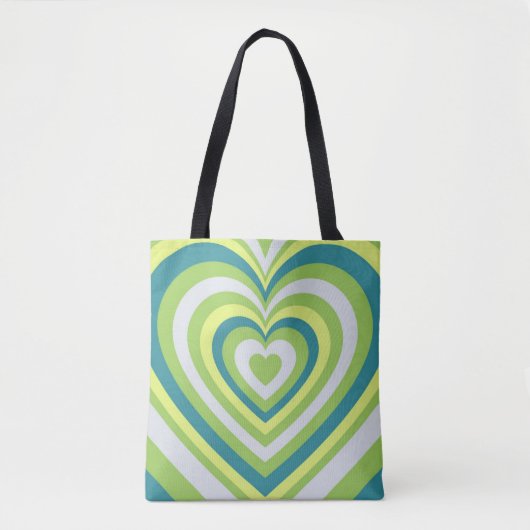 Romantisch Groene Hart Whimsical Valentijn's Day Tote Bag (Voorkant)